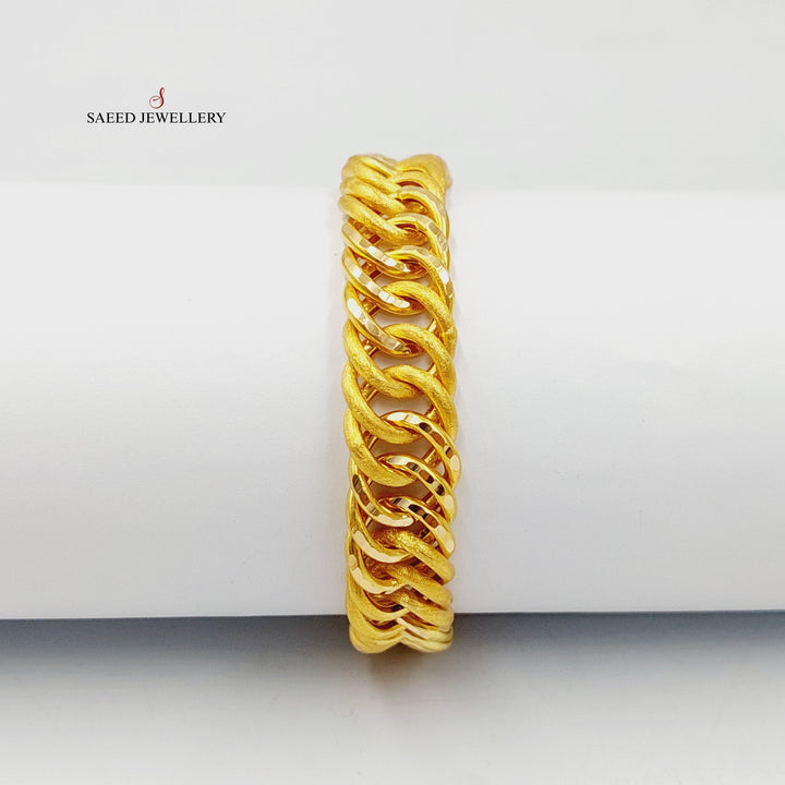 21K Gold Thin Cuban Links Bracelet by Saeed Jewelry - Image 1