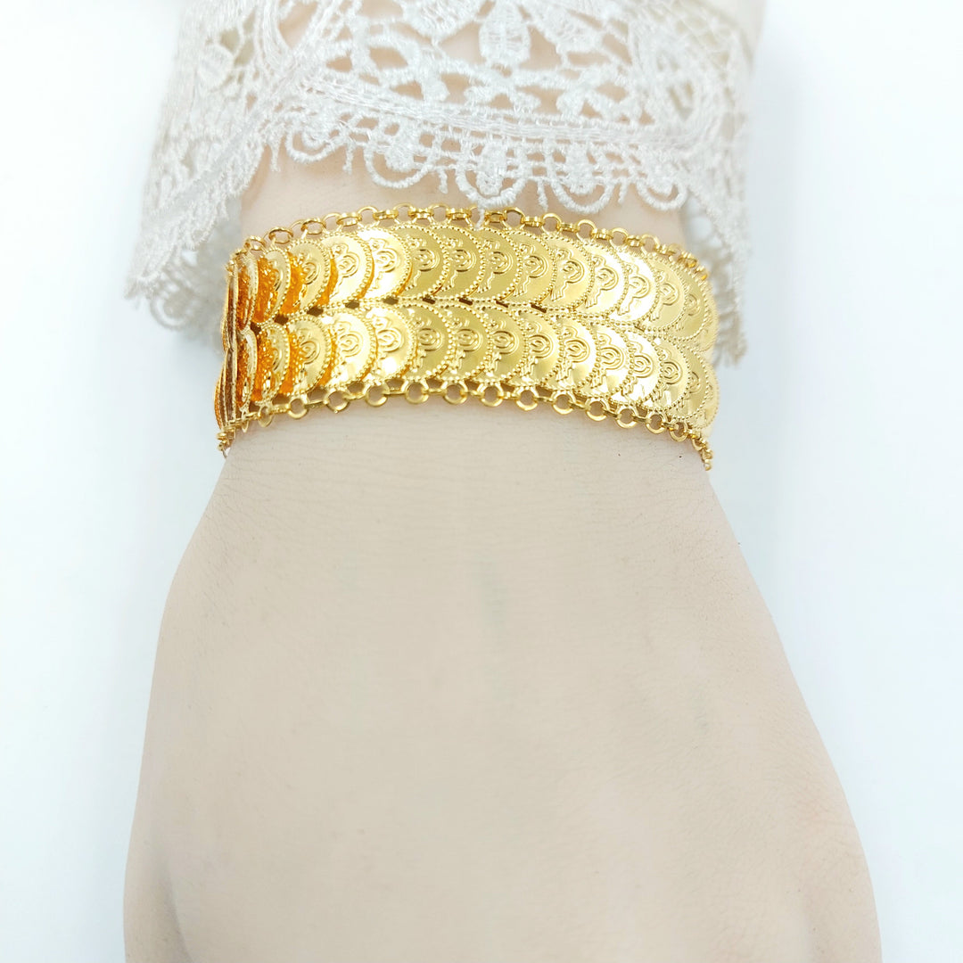 Two Ranges Eighths Bracelet Made of 21K Gold by Saeed Jewelry 