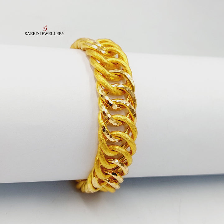 21K Gold Wide Cuban Links Bracelet by Saeed Jewelry - Image 4