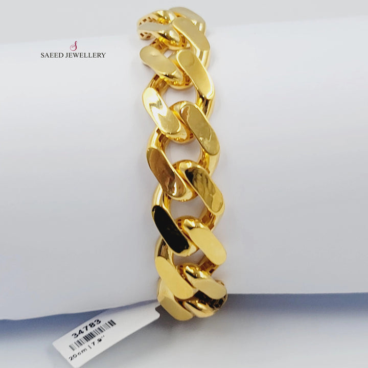 Wide Cuban Links Bracelet Made of 21K Gold by Saeed Jewelry 