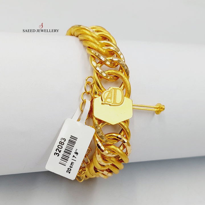 21K Gold Wide Cuban Links Bracelet by Saeed Jewelry - Image 3