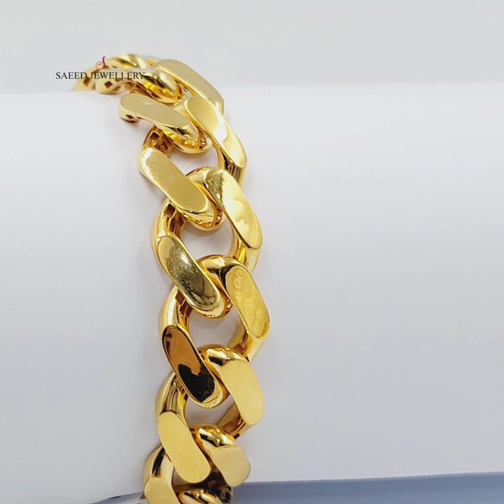 Wide Cuban Links Bracelet Made of 21K Gold by Saeed Jewelry 