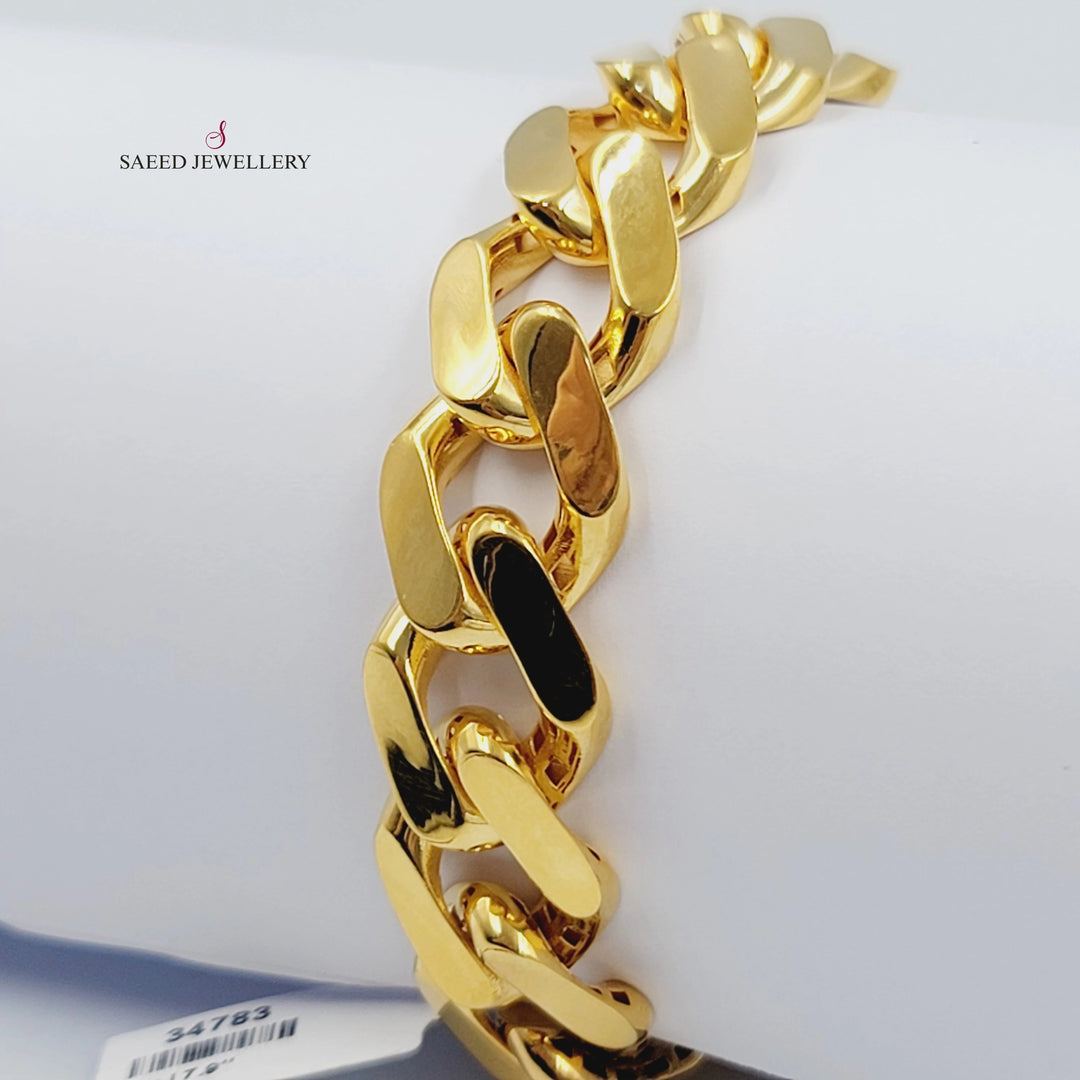 Wide Cuban Links Bracelet Made of 21K Gold by Saeed Jewelry 