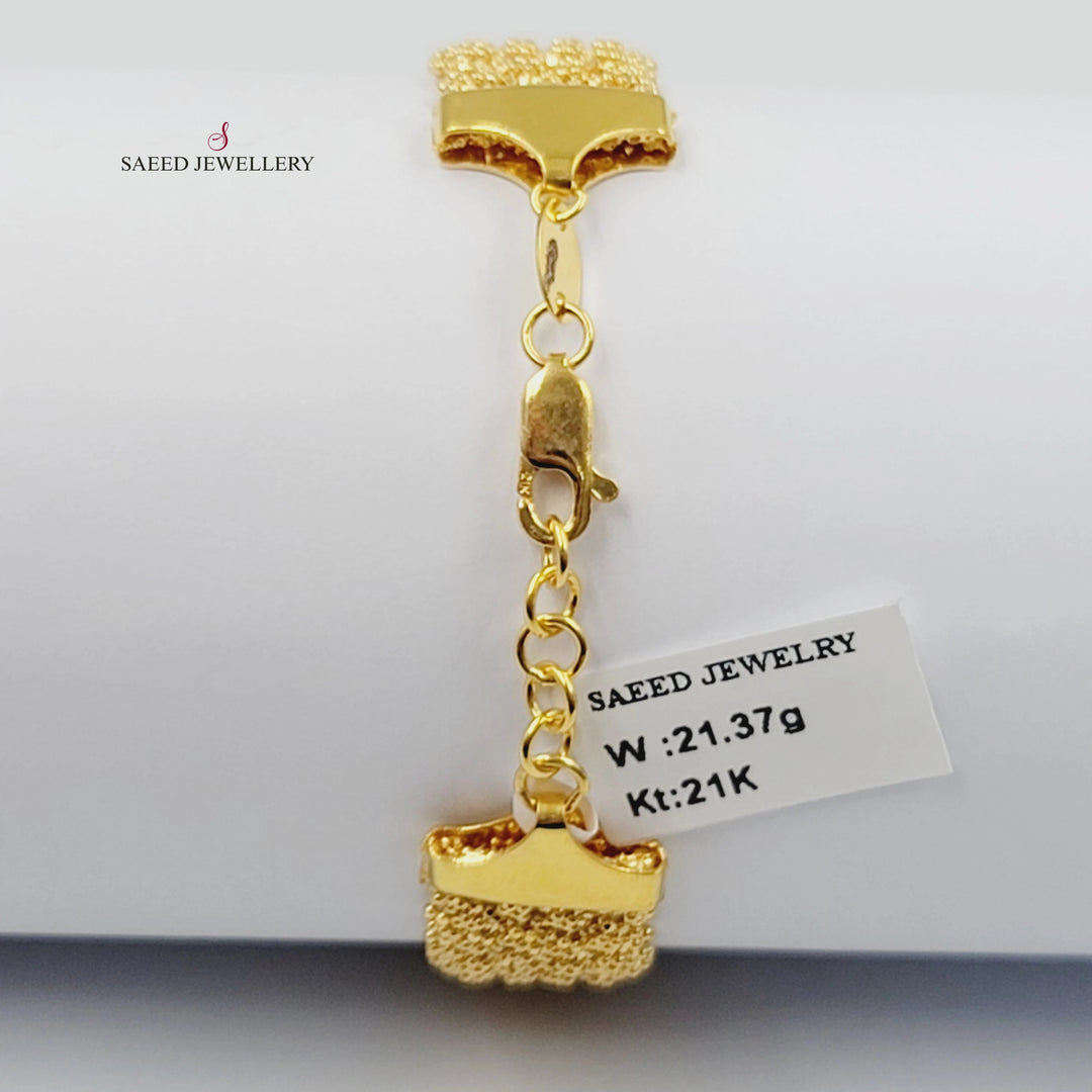 Wide Fancy Bracelet Made of 21K Gold by Saeed Jewelry 