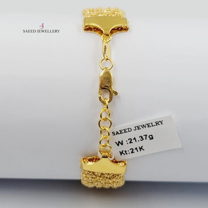 Wide Fancy Bracelet Made of 21K Gold by Saeed Jewelry 