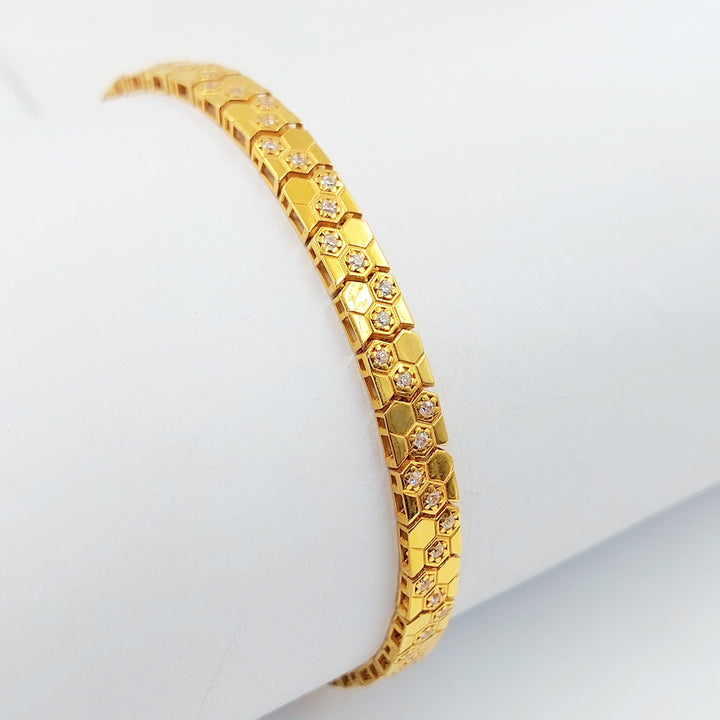 Zircon Studded Deluxe Bracelet Made of 21K Gold by Saeed Jewelry 