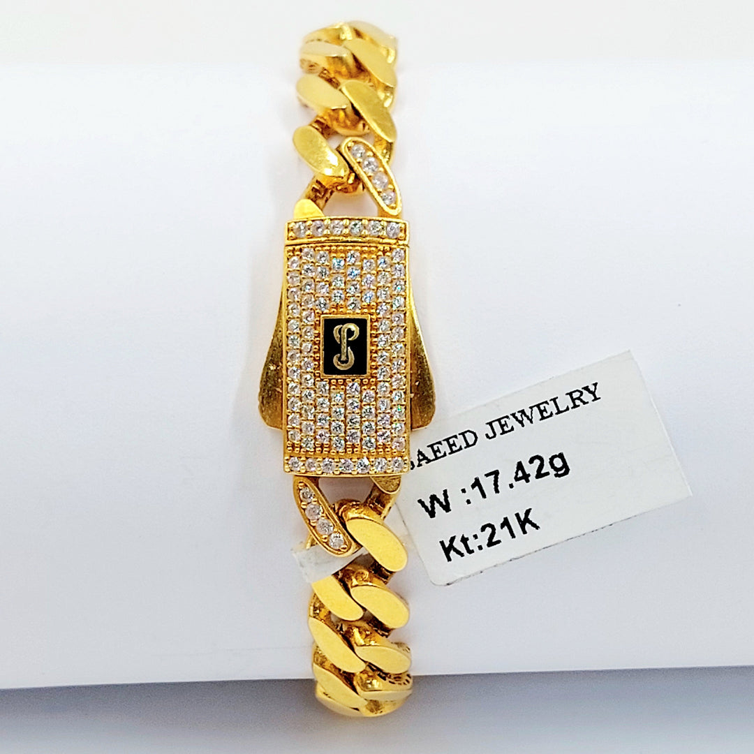 21K اسوارة جنزير مرصع-مجوهرات الشيخ سعيد-Saeed Jewelry 