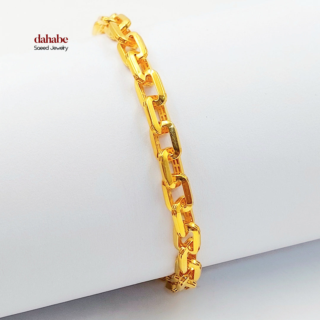 Zircon Studded Paperclip Bracelet Made of 21K Gold by Saeed Jewelry 