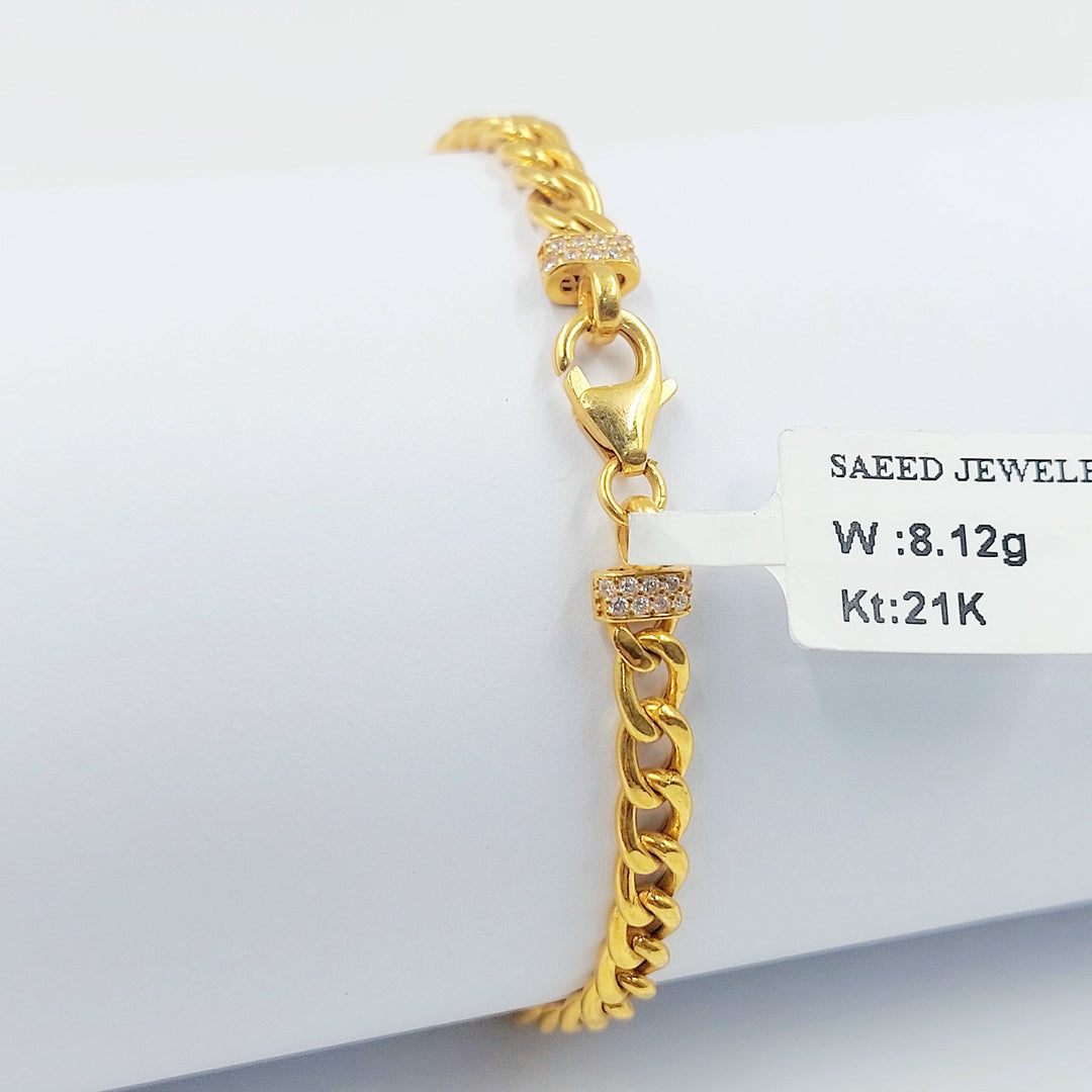 21K اسوارة جنزير مرصع-مجوهرات الشيخ سعيد-Saeed Jewelry 