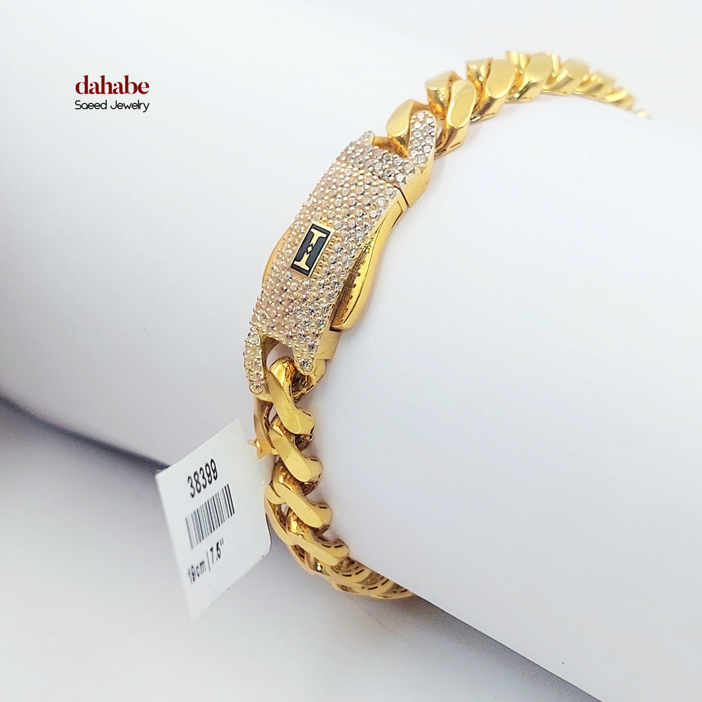 21K اسوارة جنزير مرصع-مجوهرات الشيخ سعيد-Saeed Jewelry 