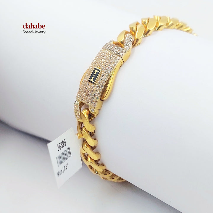21K اسوارة جنزير مرصع-مجوهرات الشيخ سعيد-Saeed Jewelry 