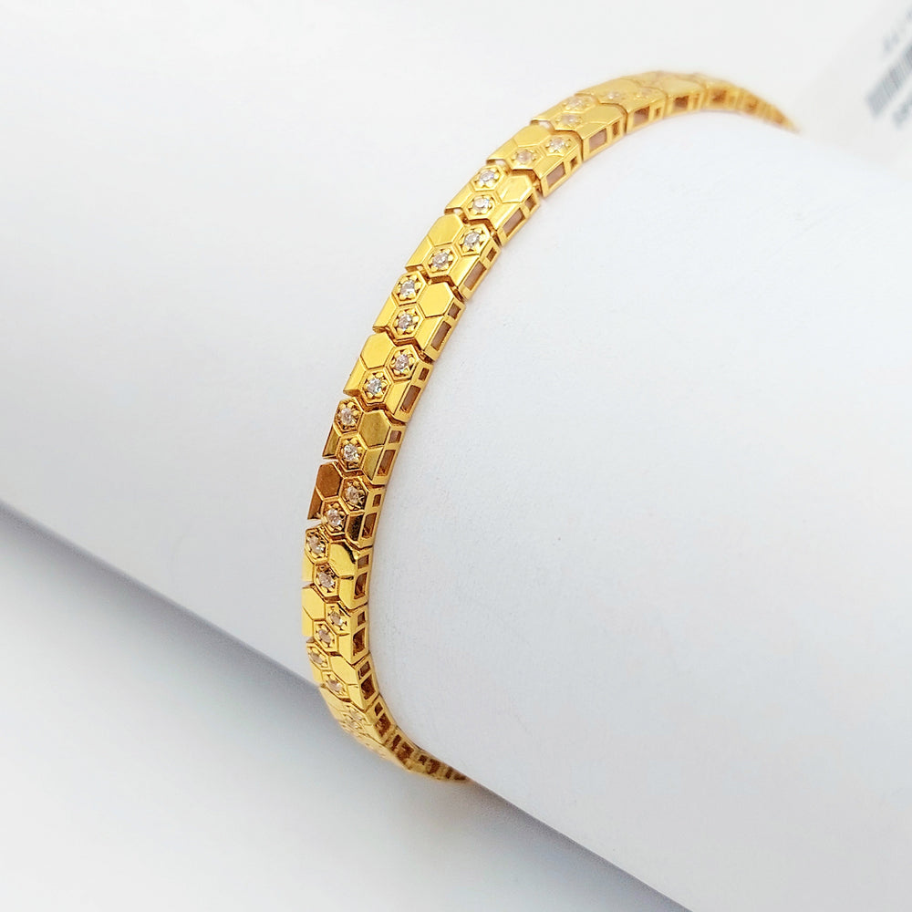 Zircon Studded Deluxe Bracelet Made of 21K Gold by Saeed Jewelry 