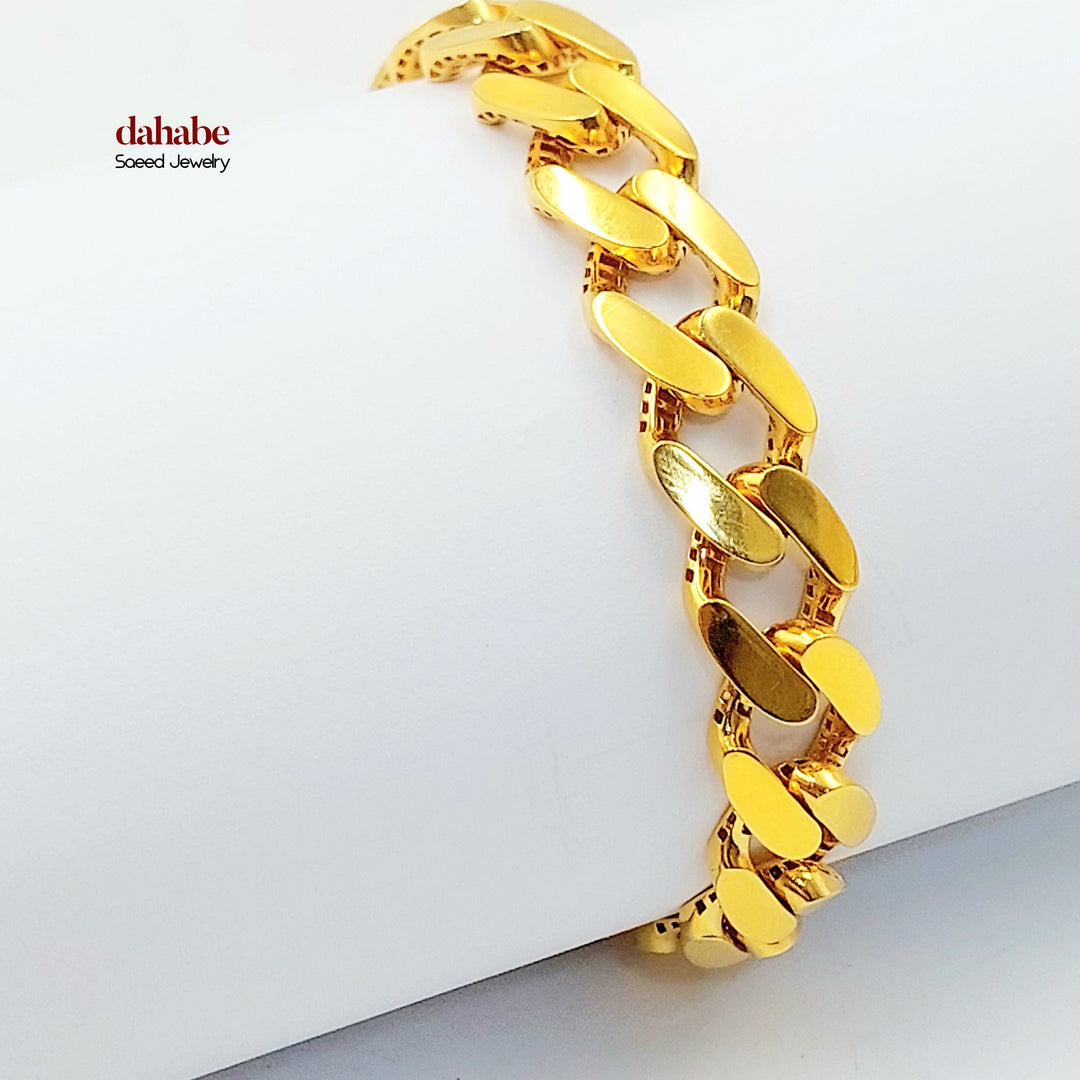Zircon Studded Cuban Links Bracelet Made of 21K Gold by Saeed Jewelry 