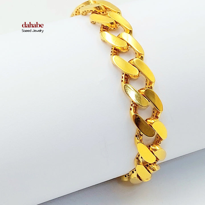 Zircon Studded Cuban Links Bracelet Made of 21K Gold by Saeed Jewelry 