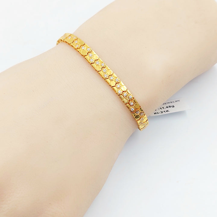 Zircon Studded Deluxe Bracelet Made of 21K Gold by Saeed Jewelry 