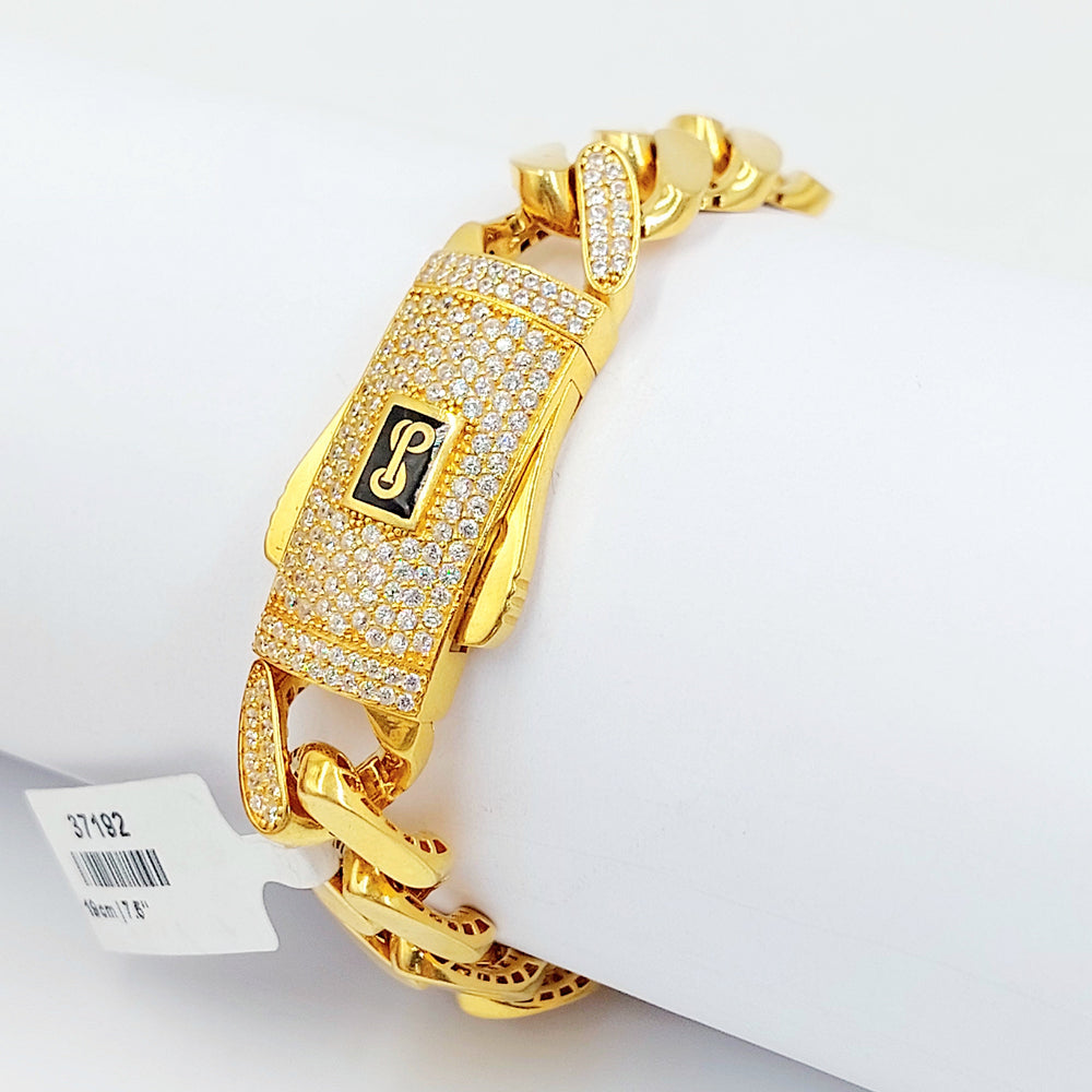 21K اسوارة جنزير مرصع-مجوهرات الشيخ سعيد-Saeed Jewelry 