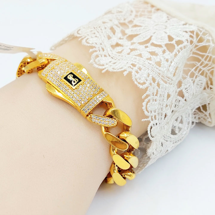 21K اسوارة جنزير مرصع-مجوهرات الشيخ سعيد-Saeed Jewelry 
