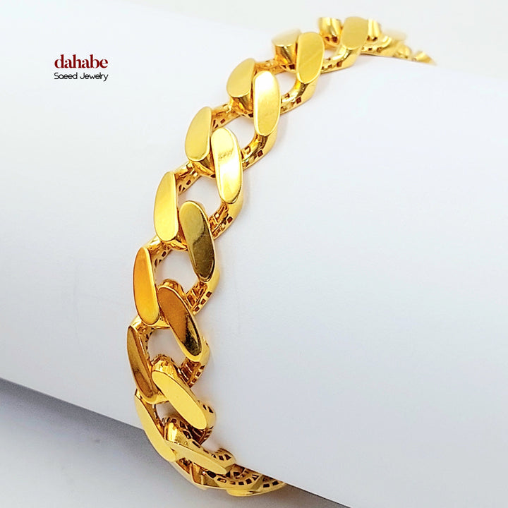 Zircon Studded Cuban Links Bracelet Made of 21K Gold by Saeed Jewelry 