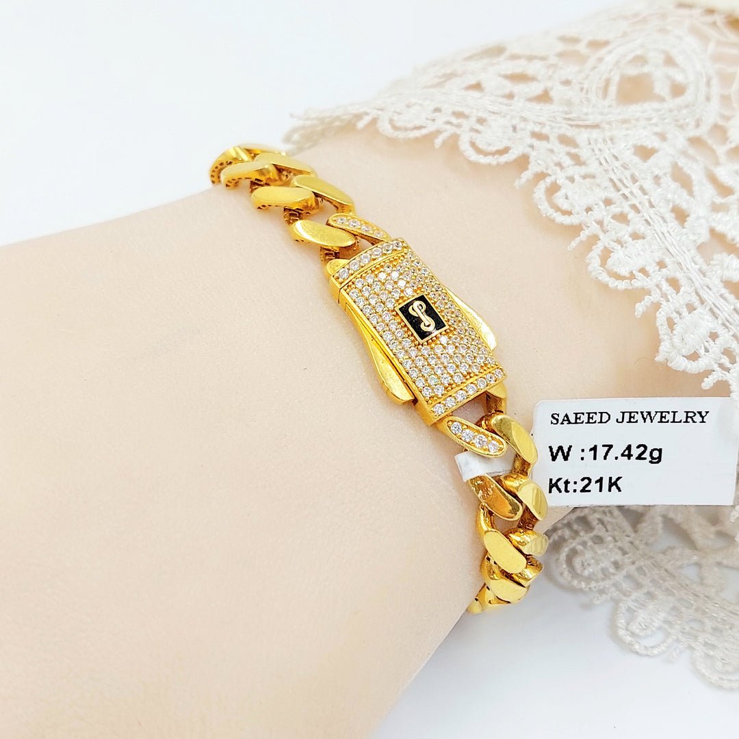 21K اسوارة جنزير مرصع-مجوهرات الشيخ سعيد-Saeed Jewelry 
