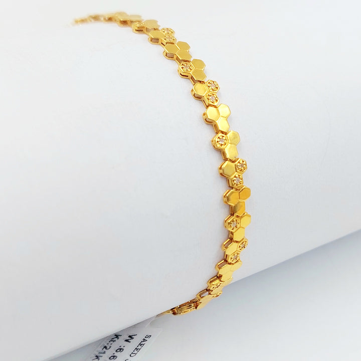 Zircon Studded Deluxe Bracelet Made of 21K Gold by Saeed Jewelry 