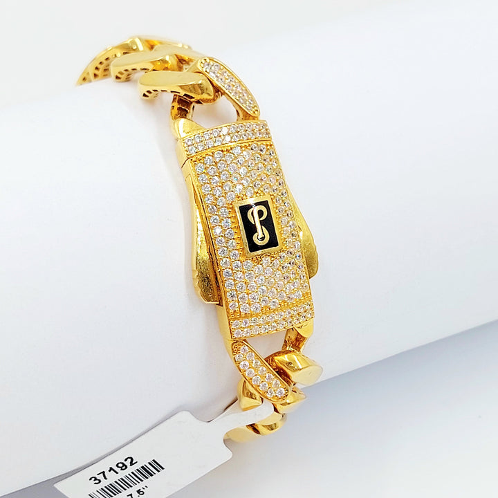 21K اسوارة جنزير مرصع-مجوهرات الشيخ سعيد-Saeed Jewelry 