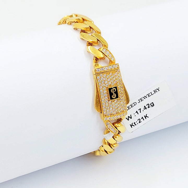 21K اسوارة جنزير مرصع-مجوهرات الشيخ سعيد-Saeed Jewelry 