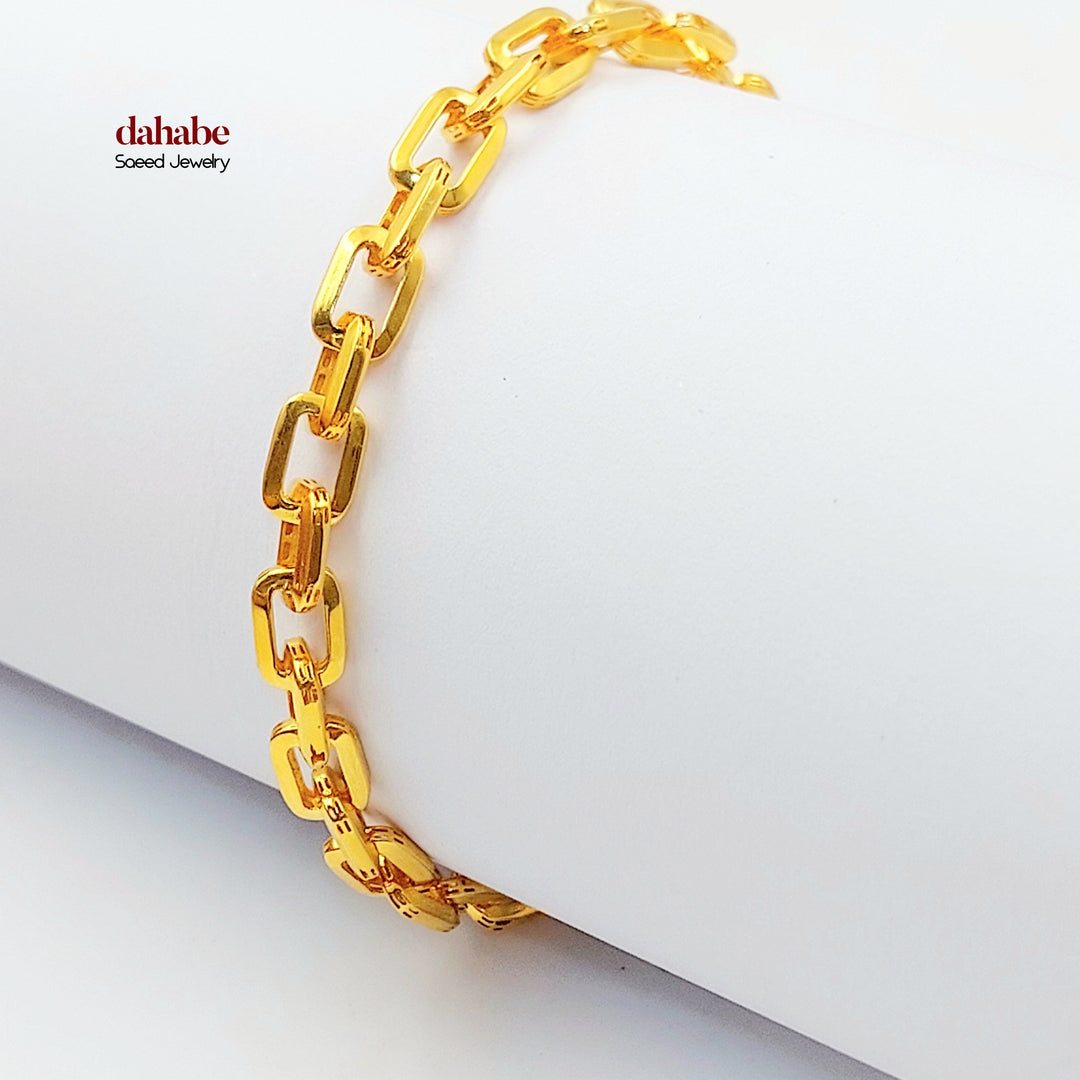 Zircon Studded Paperclip Bracelet Made of 21K Gold by Saeed Jewelry 