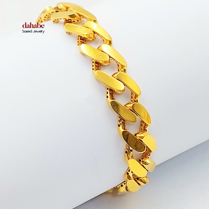 Zircon Studded Cuban Links Bracelet Made of 21K Gold by Saeed Jewelry 