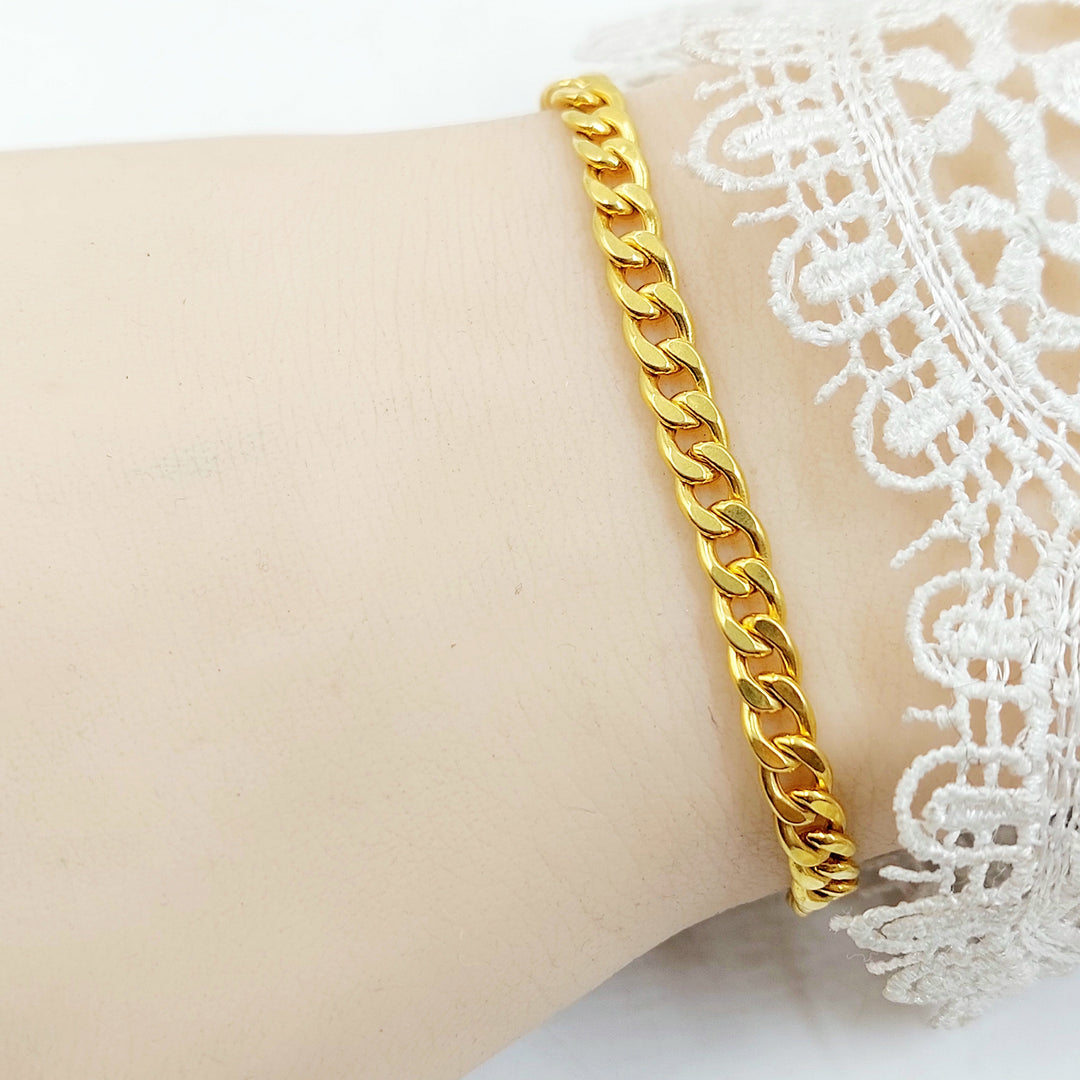 Zircon Studded Cuban Links Bracelet Made of 21K Gold by Saeed Jewelry 