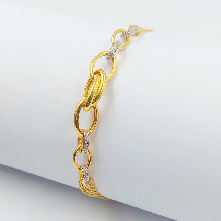 Zircon Studded Paperclip Bracelet Made of 21K Gold by Saeed Jewelry 