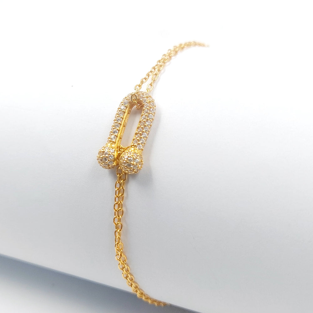Zircon Studded Deluxe Bracelet Made of 21K Gold by Saeed Jewelry 