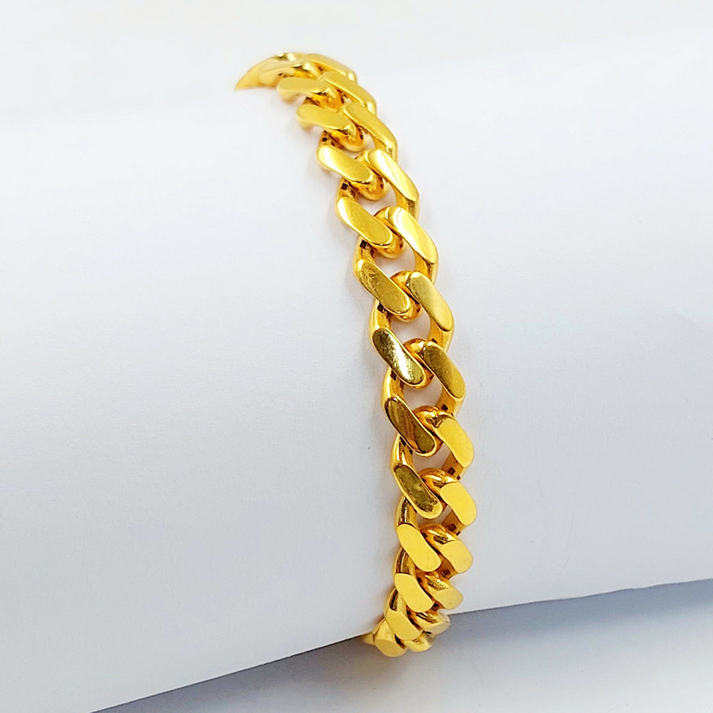 Zircon Studded Cuban Links Bracelet Made of 21K Gold by Saeed Jewelry 