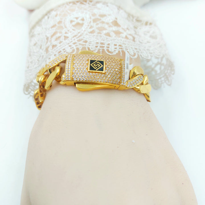 21K اسوارة جنزير مرصع-مجوهرات الشيخ سعيد-Saeed Jewelry 