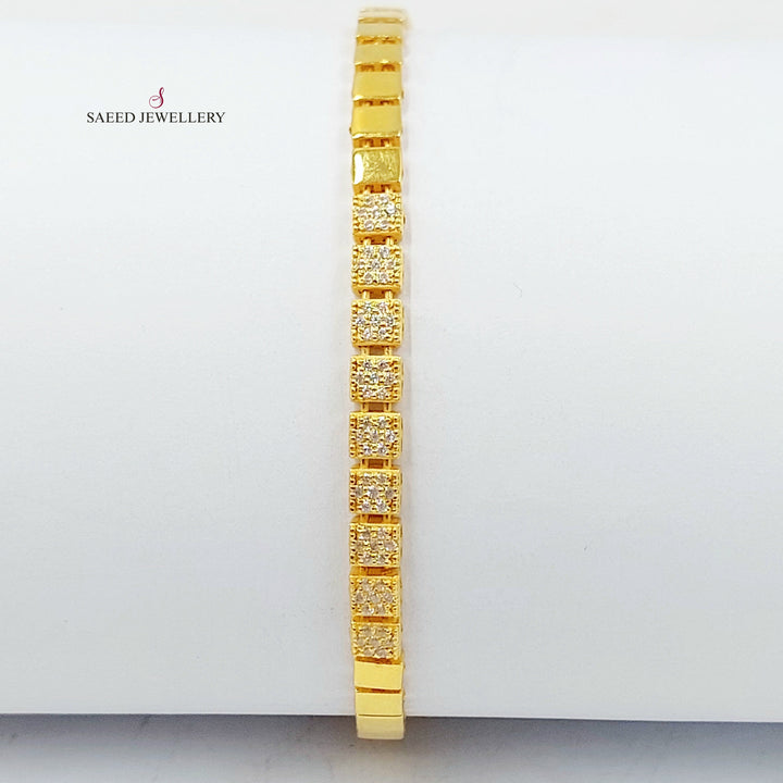 Zircon Studded Deluxe Bracelet Made of 21K Gold by Saeed Jewelry 