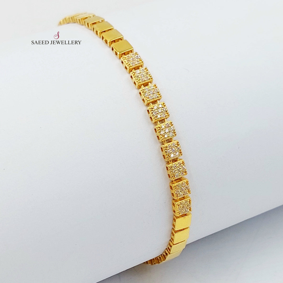 Zircon Studded Deluxe Bracelet Made of 21K Gold by Saeed Jewelry 