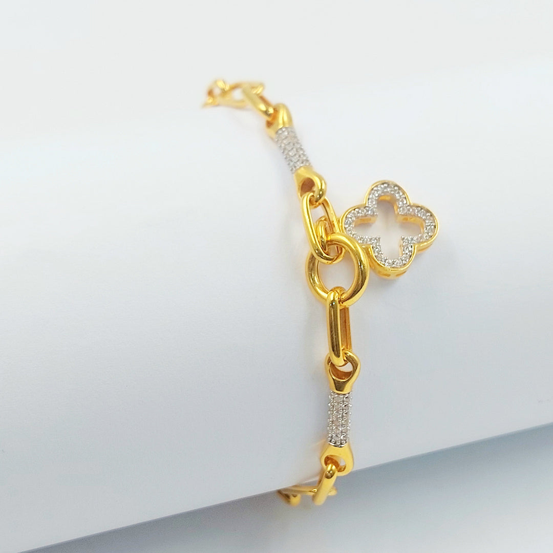 Zircon Studded Paperclip Bracelet Made of 21K Gold by Saeed Jewelry 