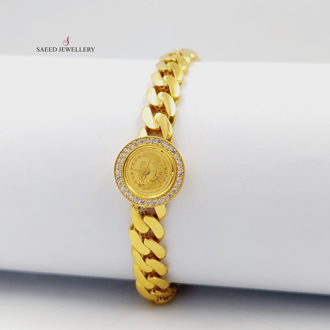 21K Gold Zircon Studded Cuban Links Bracelet by Saeed Jewelry - Image 6