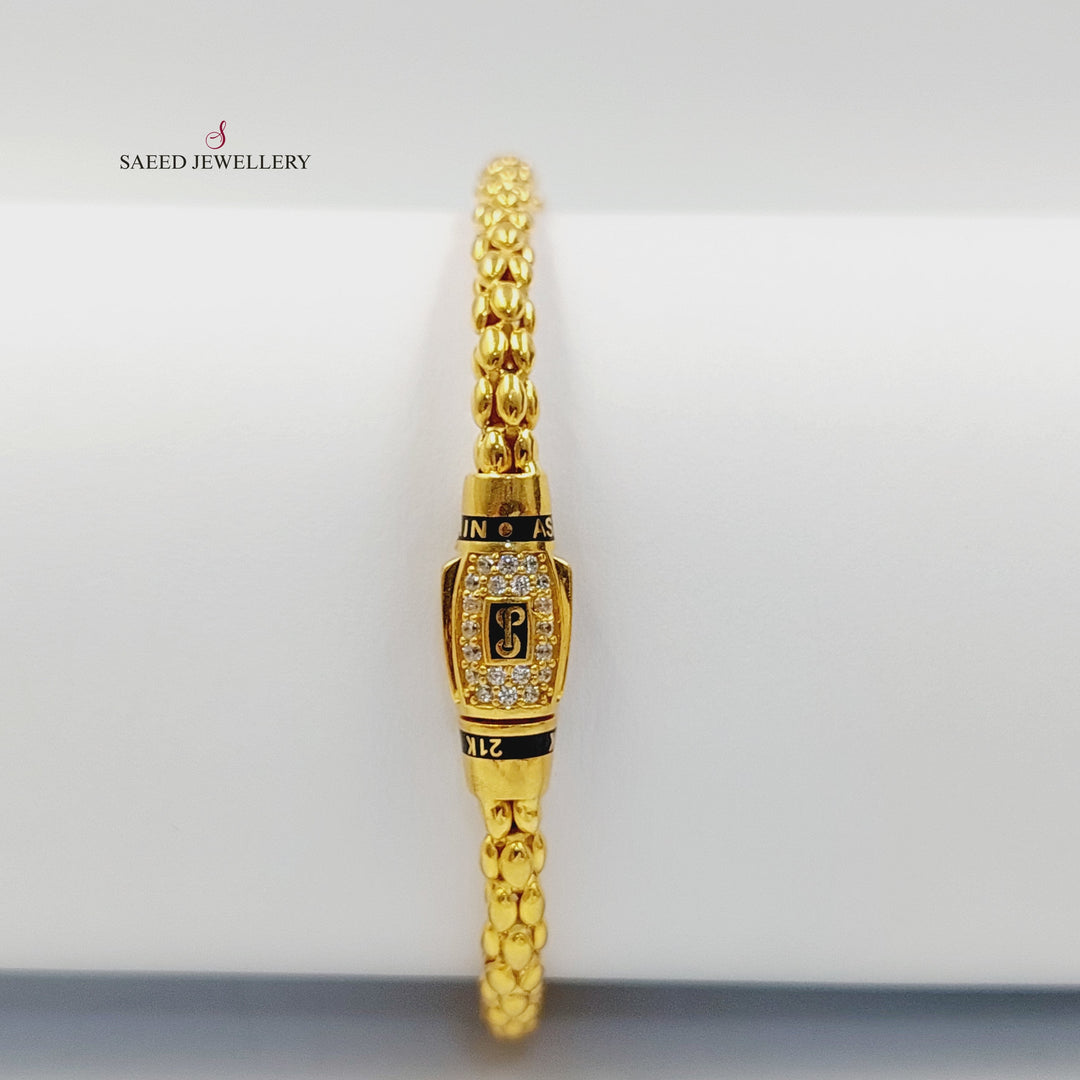 Zircon Studded Deluxe Bracelet Made of 21K Gold by Saeed Jewelry 
