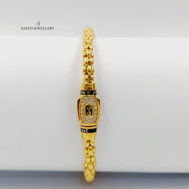 Zircon Studded Deluxe Bracelet Made of 21K Gold by Saeed Jewelry 