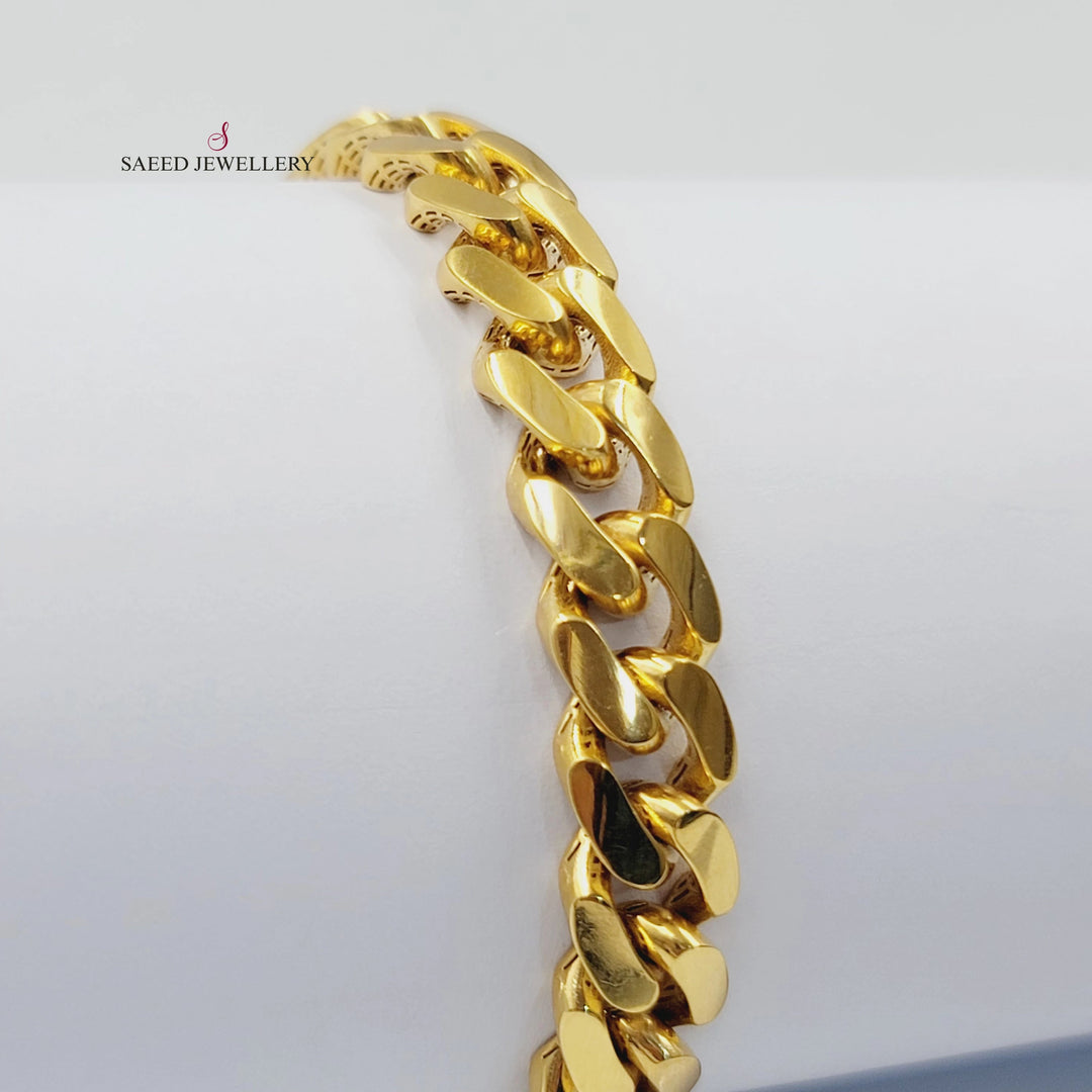 Zircon Studded Cuban Links Bracelet Made of 21K Gold by Saeed Jewelry 