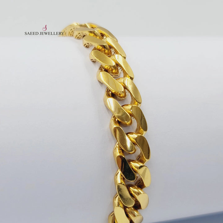 Zircon Studded Cuban Links Bracelet Made of 21K Gold by Saeed Jewelry 