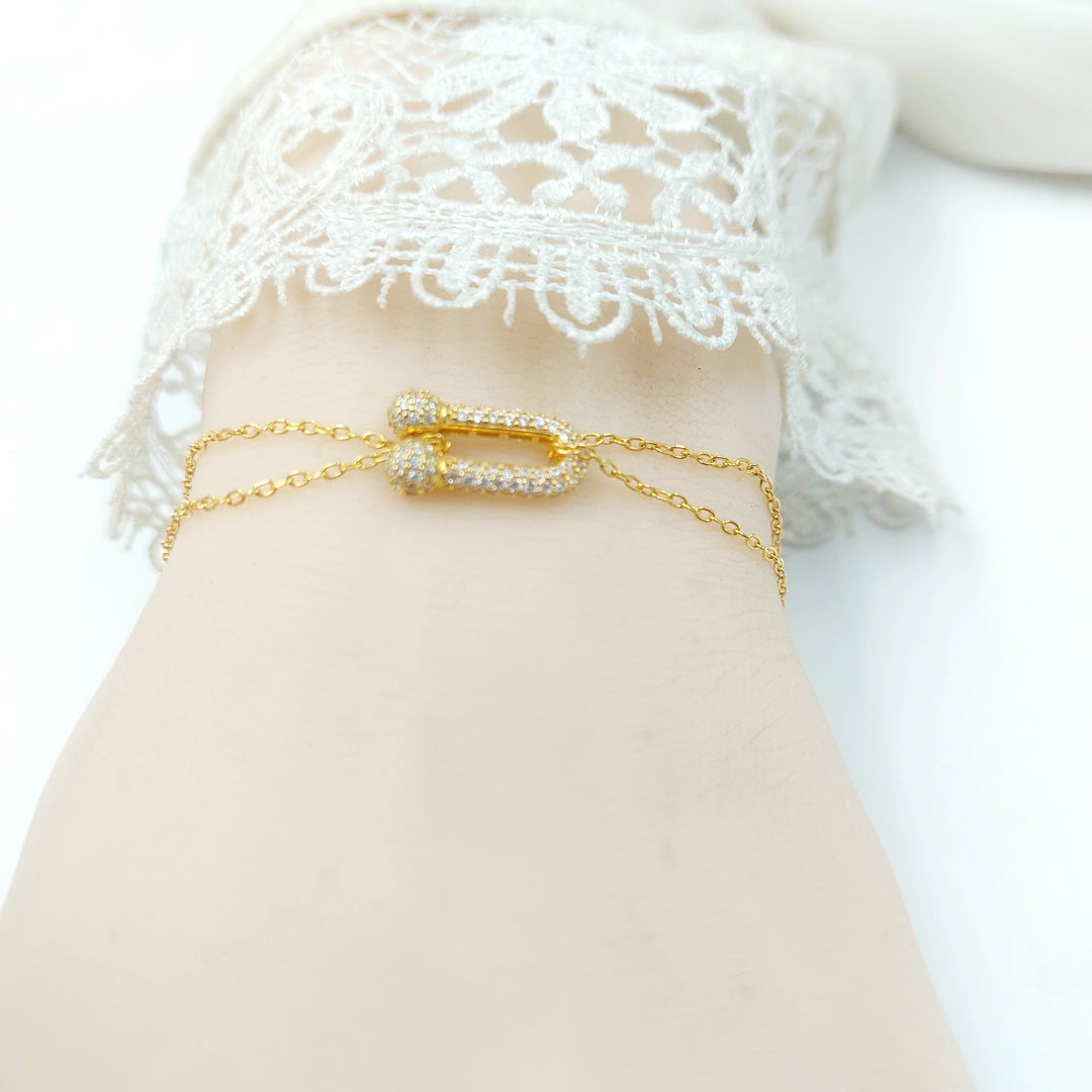 Zircon Studded Deluxe Bracelet Made of 21K Gold by Saeed Jewelry 