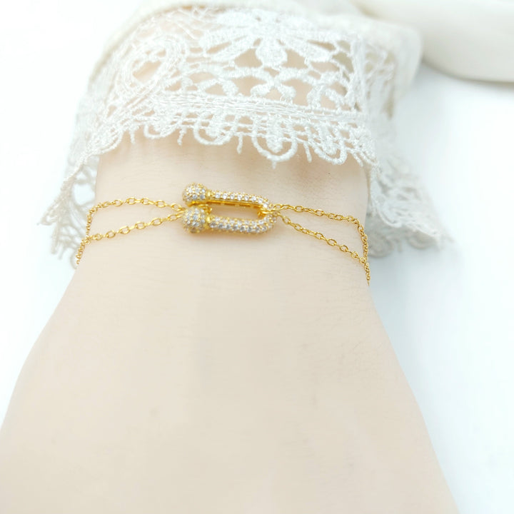 Zircon Studded Deluxe Bracelet Made of 21K Gold by Saeed Jewelry 
