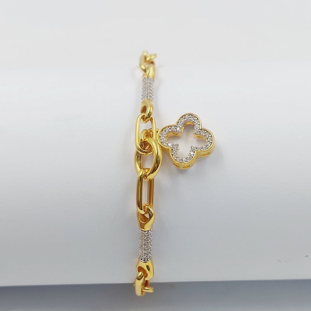 Zircon Studded Paperclip Bracelet Made of 21K Gold by Saeed Jewelry 
