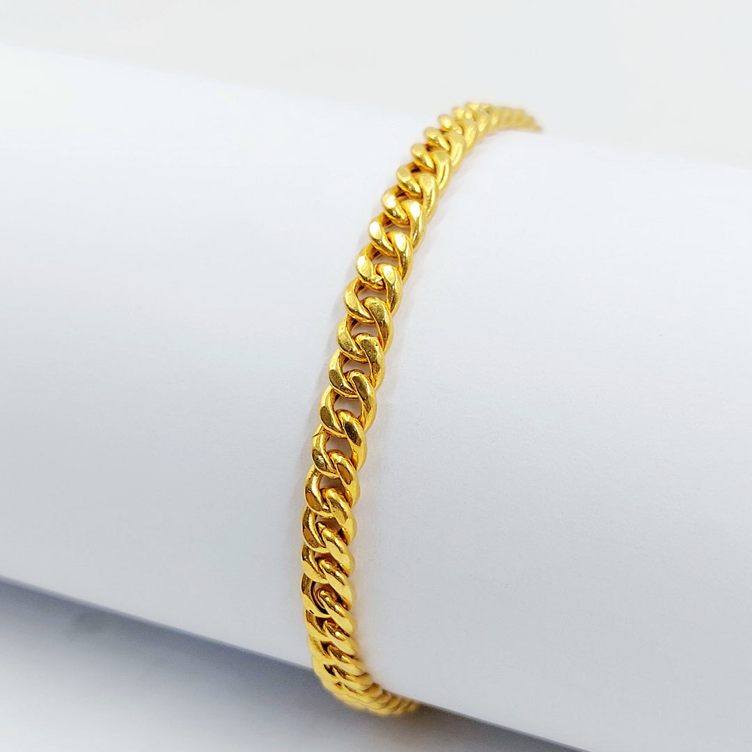 Zircon Studded Cuban Links Bracelet Made of 21K Gold by Saeed Jewelry 