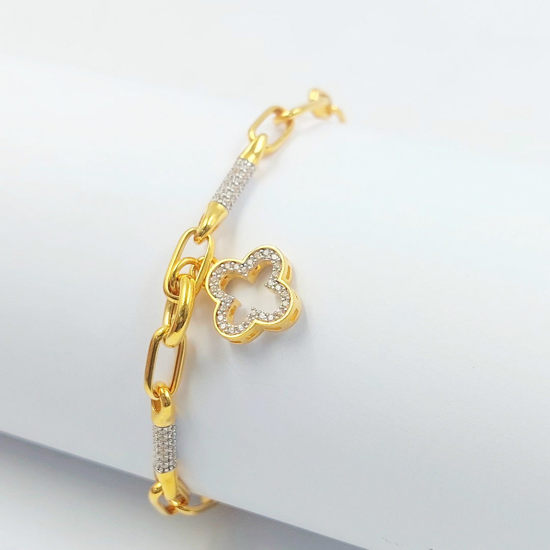 Zircon Studded Paperclip Bracelet Made of 21K Gold by Saeed Jewelry 