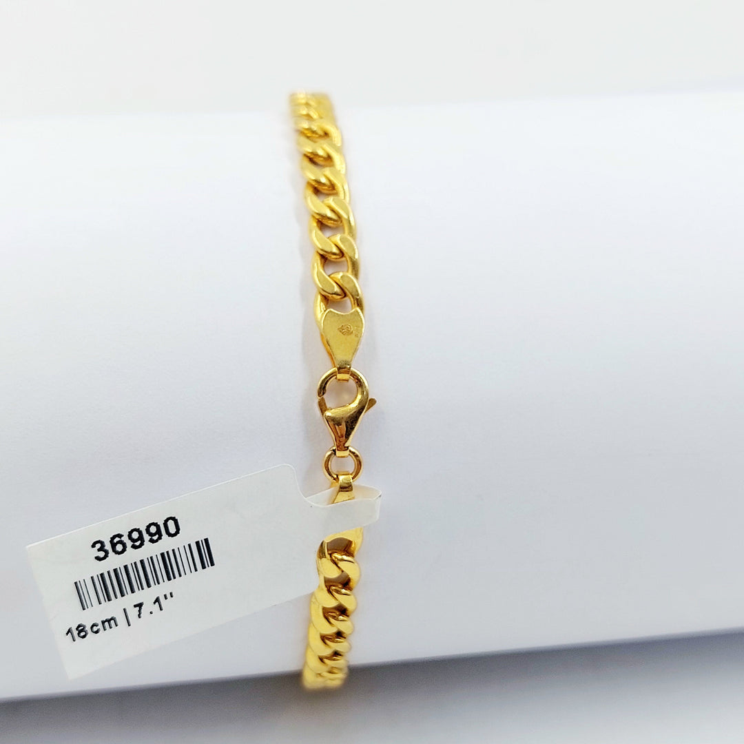 Zircon Studded Cuban Links Bracelet Made of 21K Gold by Saeed Jewelry 