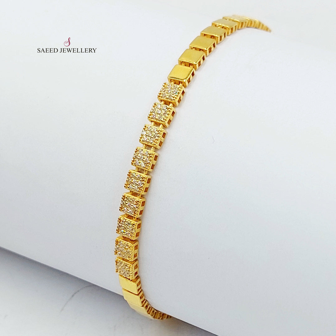 Zircon Studded Deluxe Bracelet Made of 21K Gold by Saeed Jewelry 