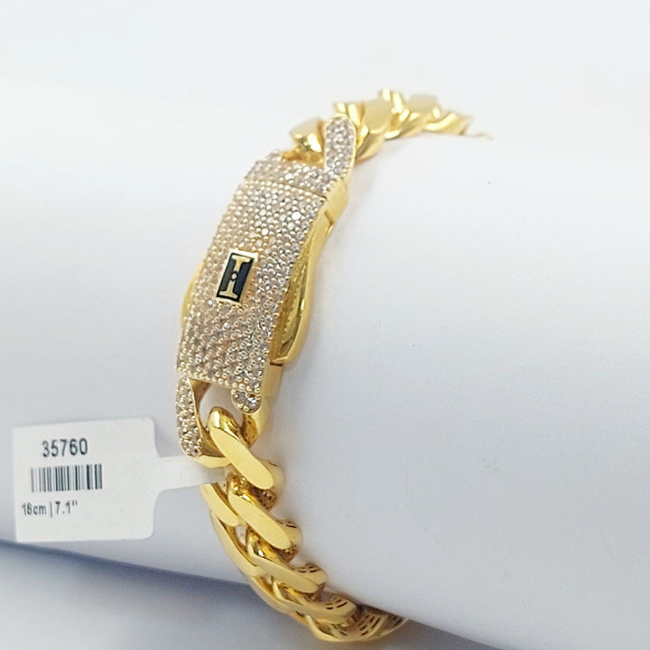 21K اسوارة جنزير مرصع-مجوهرات الشيخ سعيد-Saeed Jewelry 