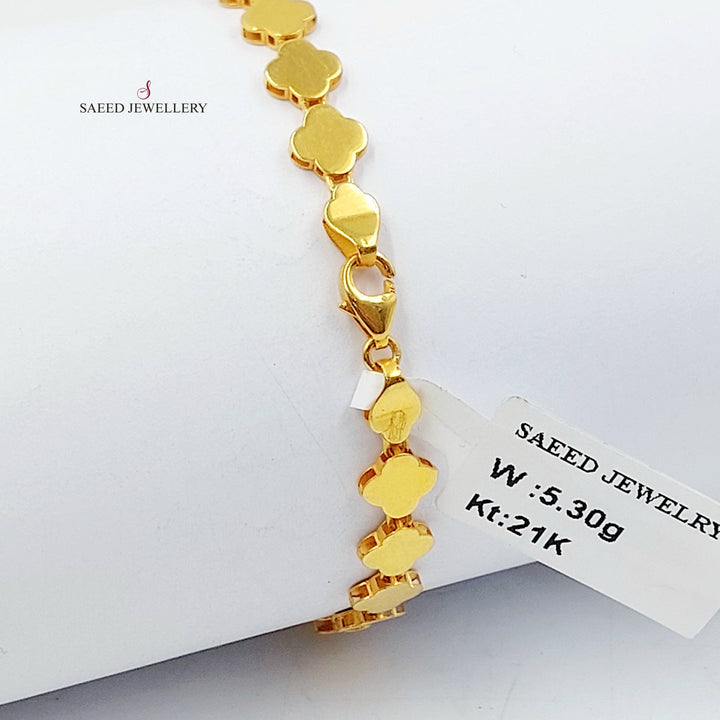 Zircon Studded Rose Bracelet Made of 21K Gold by Saeed Jewelry 